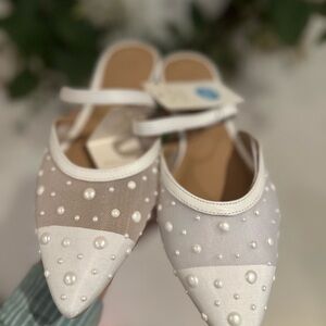 a new day White Pearl Embellished Mules